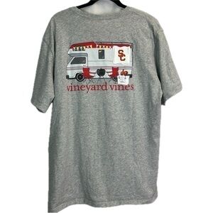 USC Trojans Vineyard Vines Men’s Interlock Cotton Gray RV Tailgate Tee S…